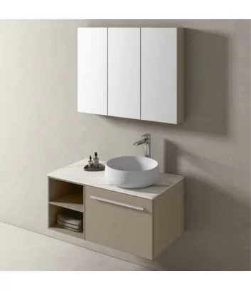 Mobile bagno monoblocco collezione Goccia 90x50 con specchio contenitore di Hafro Geromin
