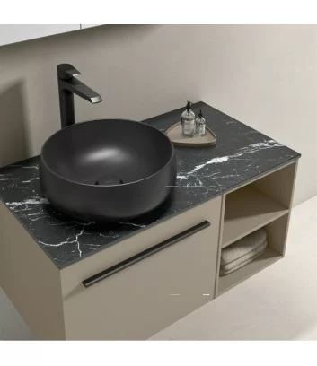dettaglio mobile bagno monoblocco top marquina collezione Goccia di Hafro Geromin
