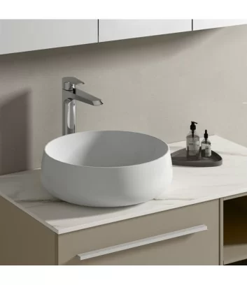 dettaglio mobile bagno monoblocco top calacatta collezione Goccia di Hafro Geromin