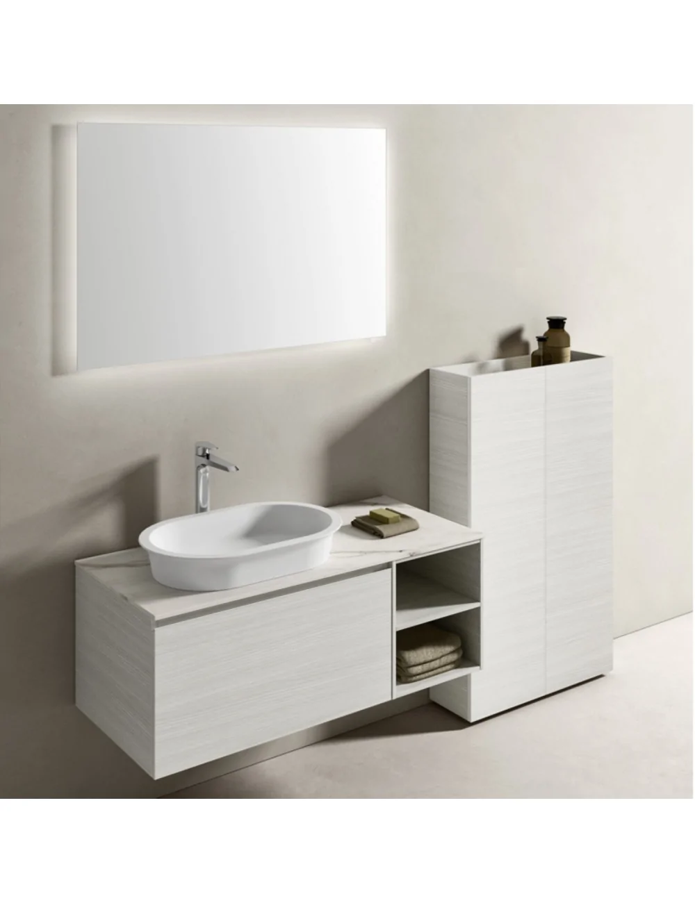 1579 wall-hung monoblock bathroom cabinet with flush mirror by Hafro Geromin 1579 wall-hung monoblock bathroom cabinet with flush mirror by Hafro Geromin