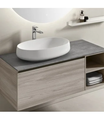 mobile bagno monoblocco sospeso 1579 con top marquina di Hafro Geromin