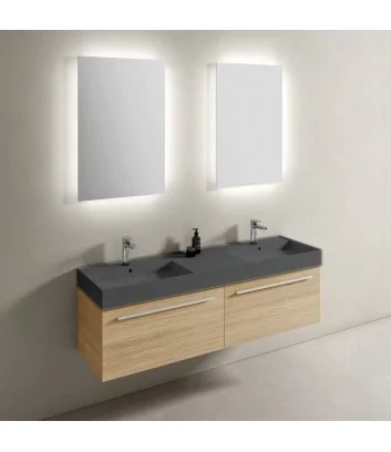 meuble de salle de bain monobloc avec tiroir noir mat collection lira plus 2202 de Hafro Geromin