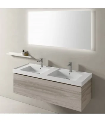 mobile bagno monoblocco doppio lavabo collezione vera plus 142x51 di Hafro Geromin