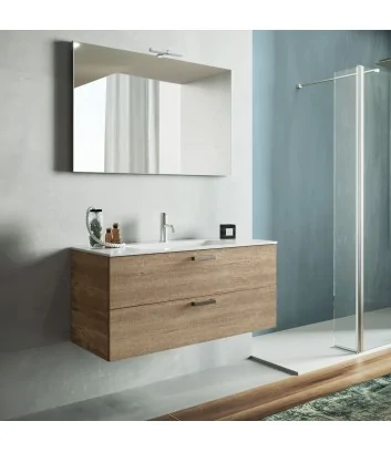 mobile bagno monoblocco effetto legno color miele di Hafro Geromin