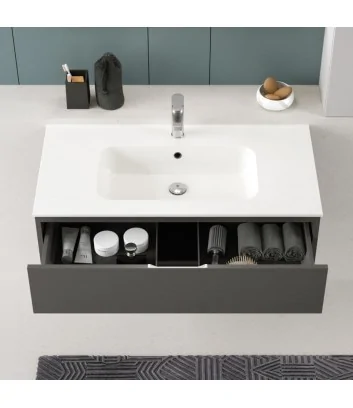 detail of dark grey monobloc furniture by Hafro Geromin
