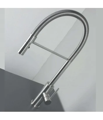 miscelatore cucina serie Dylan in acciaio inox con canna tonda e molla cod. 0010223X