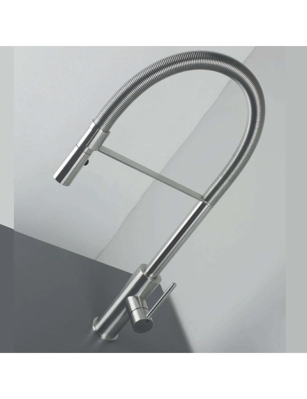 miscelatore cucina serie Dylan in acciaio inox con canna tonda e molla cod. 0010223X