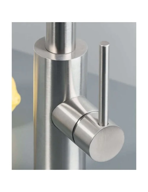 dettaglio monocomando miscelatore con canna a ponte per cucina in acciaio inox serie Dylan di Super Inox