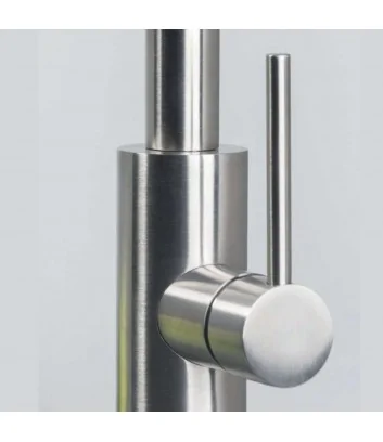 316L stainless steel kitchen mixer with round spout Dylan series detail single lever