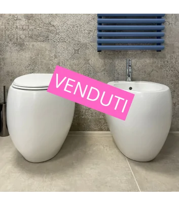 pair of Rak Cloud floor-mounted sanitary ware in matt white finish sold