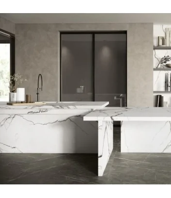 marble breach A grandi lastre in gres effetto marmo utilizzate per top cucina