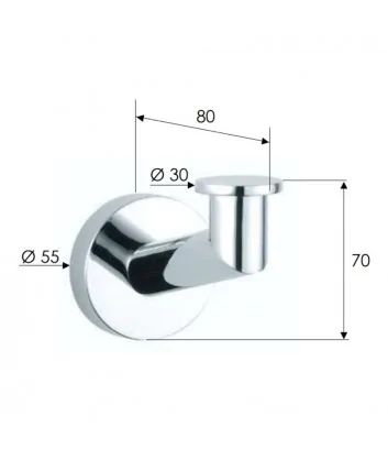 technical data sheet for chrome brass coat hook, guest line by remer rubinetterie