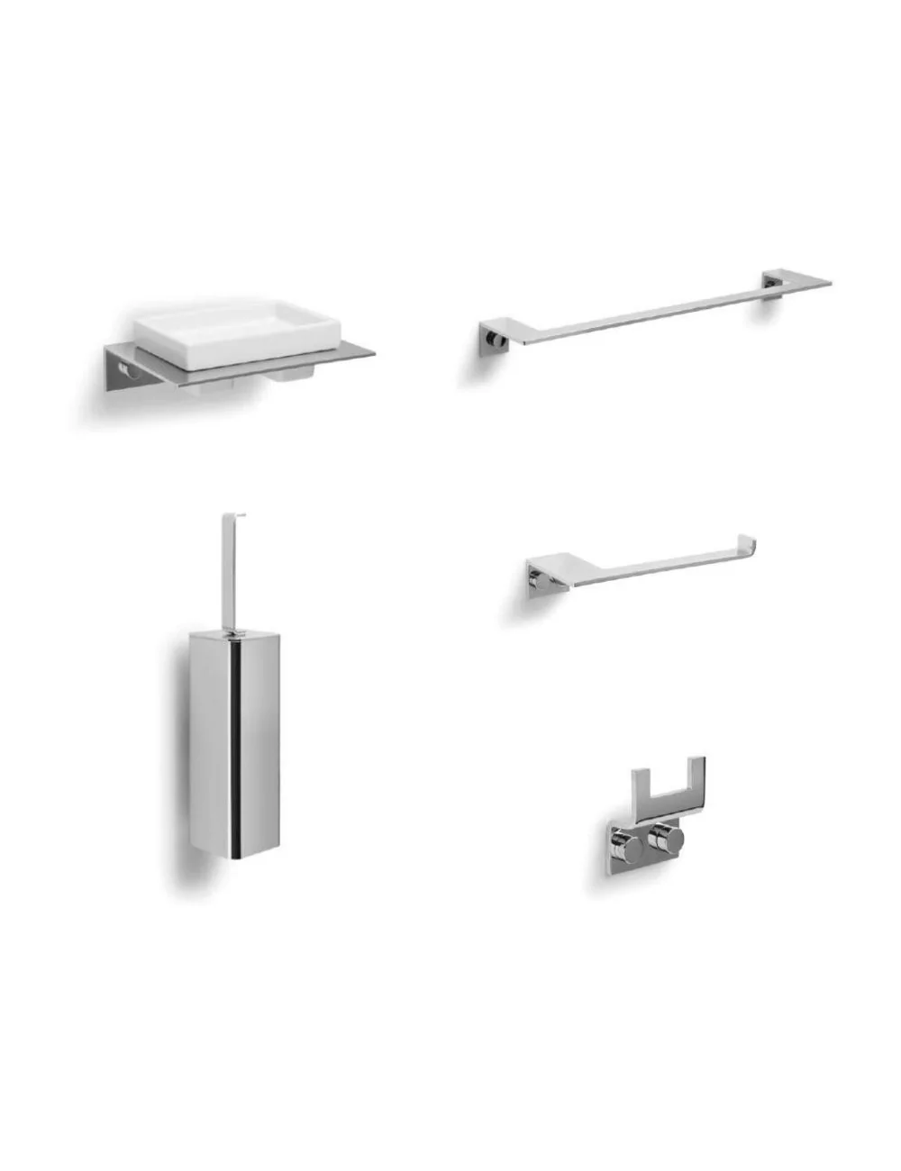 Camelia line bathroom accessory set by de rosso