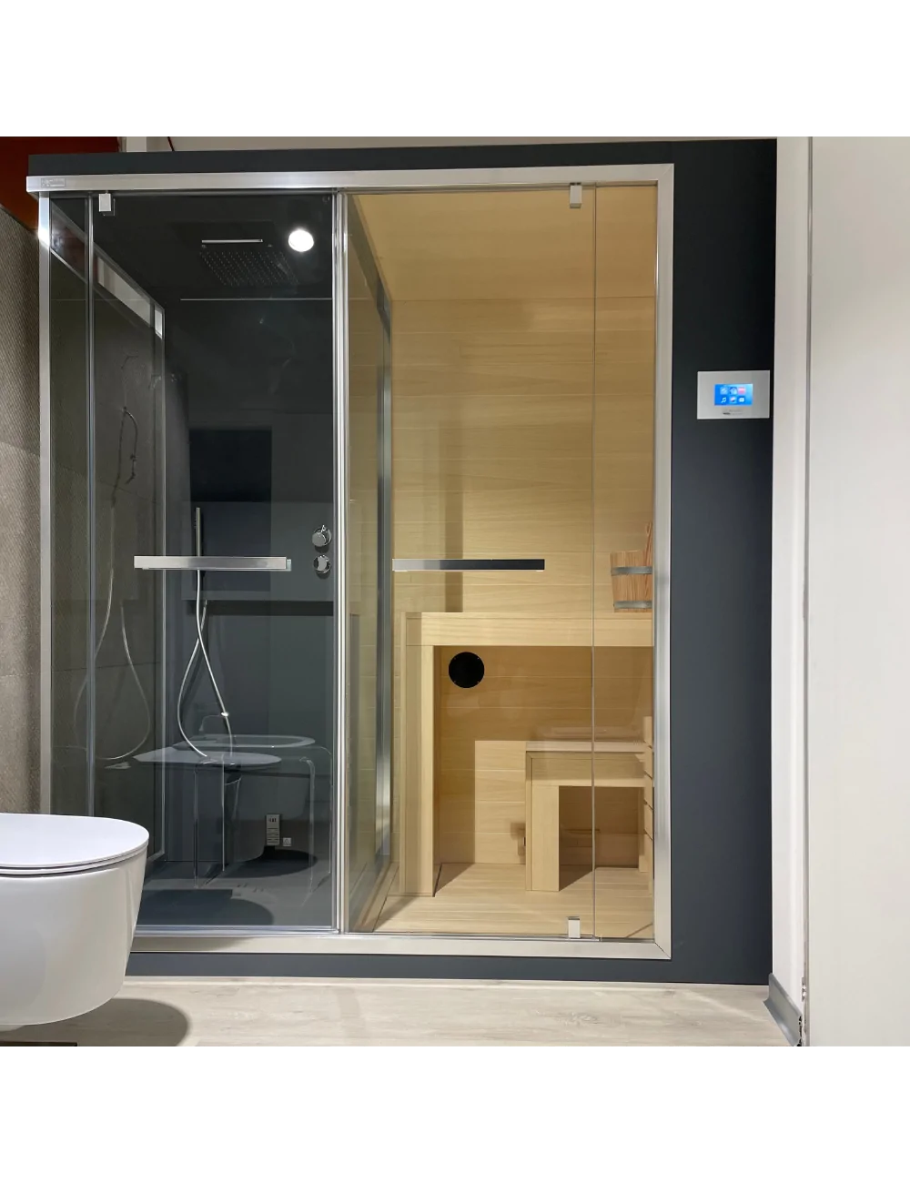 Ethos C sauna with shower and hammam ready for delivery