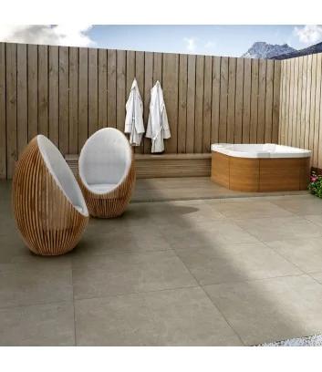 sol extérieur avec carreaux effet cimente couleur my sand, gamme my s’tile, Il Cavallino