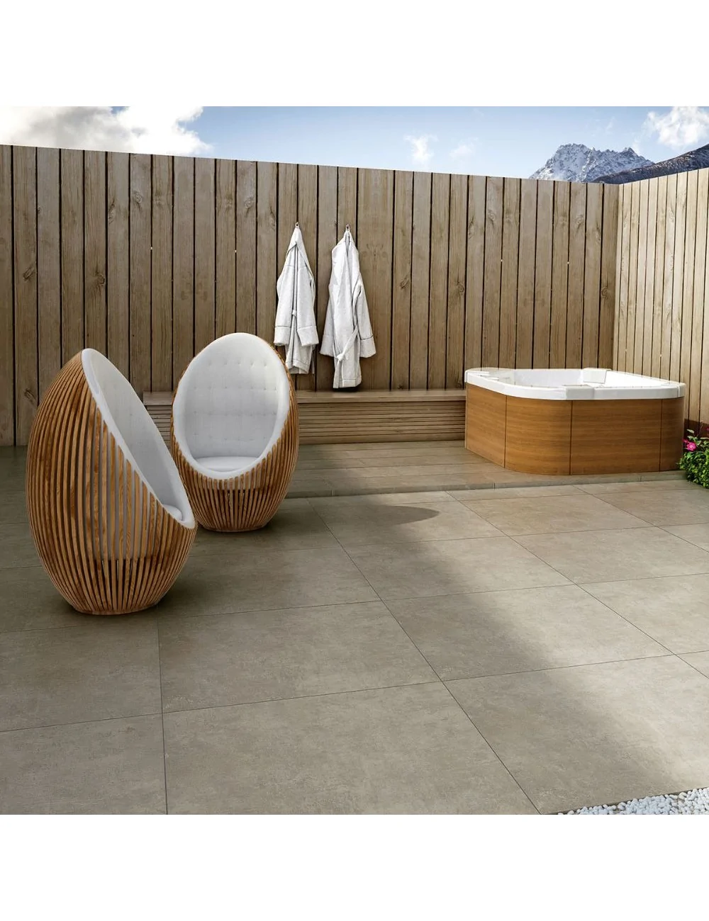 pavimento esterno con piastrella effetto cemento color my sand linea my s’tile, Il Cavallino