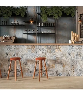 bancone rivestito con piastrella decoro universal provence