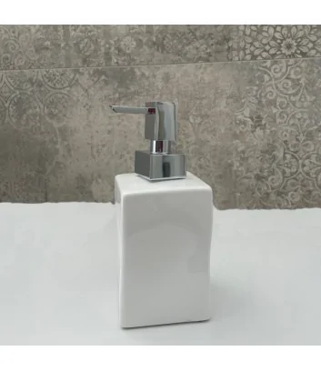 dosatore a pompa quadra in ceramica bianca linea faul stilhaus