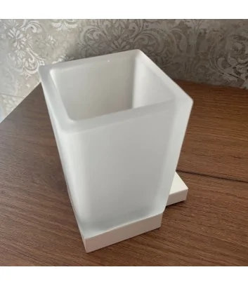 porta bicchiere bianco opaco e vetro satinato linea cubic vista dall'alto