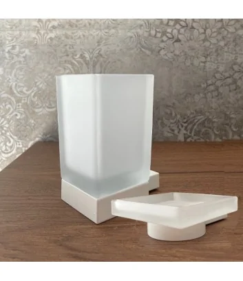 accessori bagno linea cubic in vetro satinato