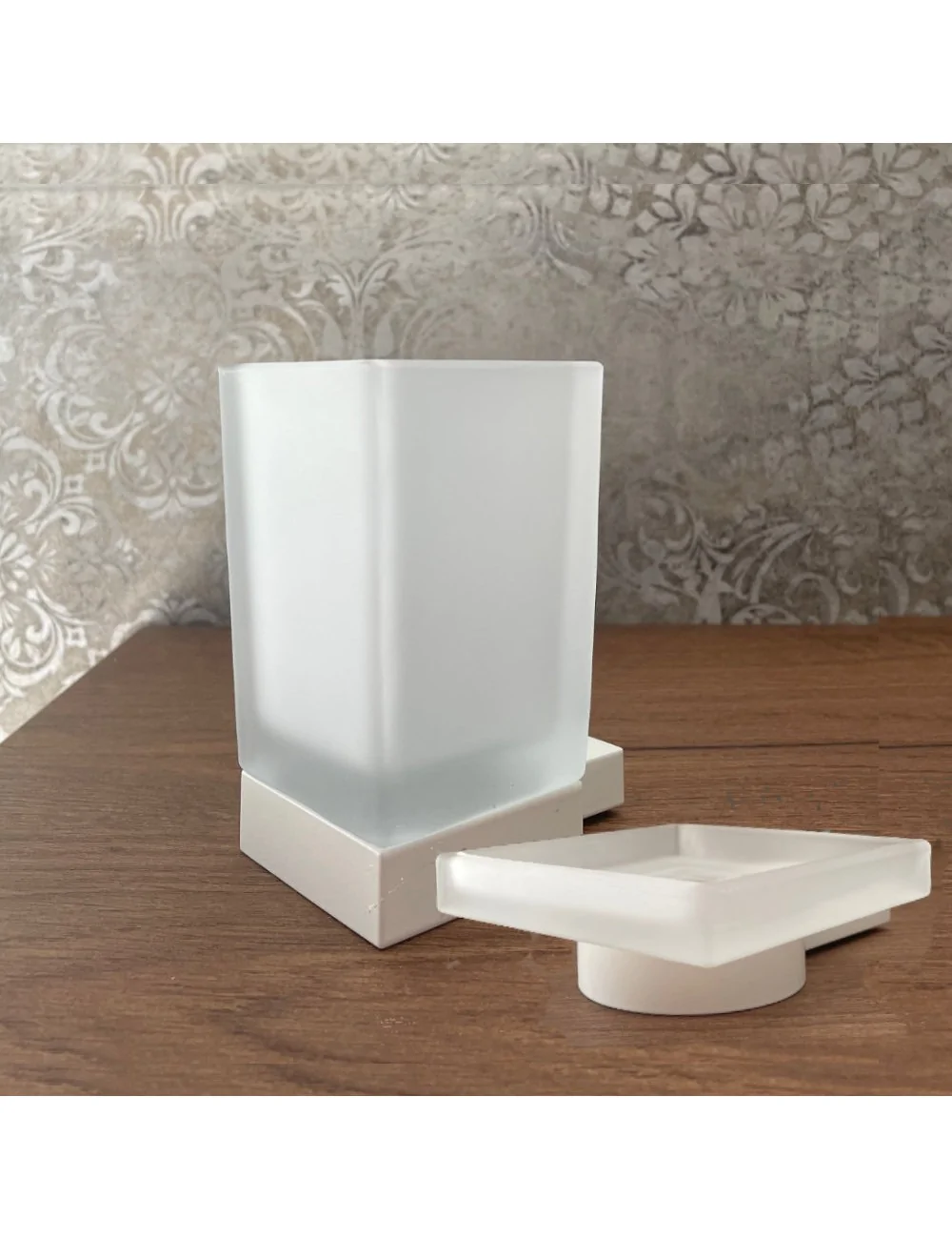 cubic line satin glass bathroom accessories