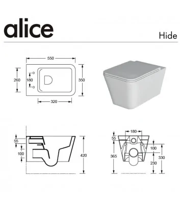 fiche tecnique wc sospendu ligne Hide Round de Alice Ceramica