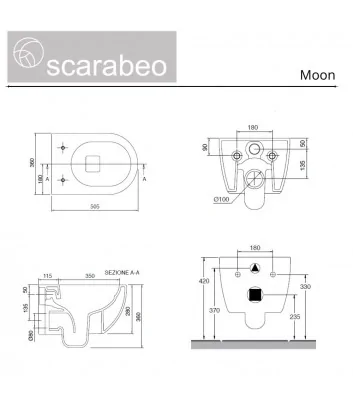 dimensions WC suspendu série moon scarabeo