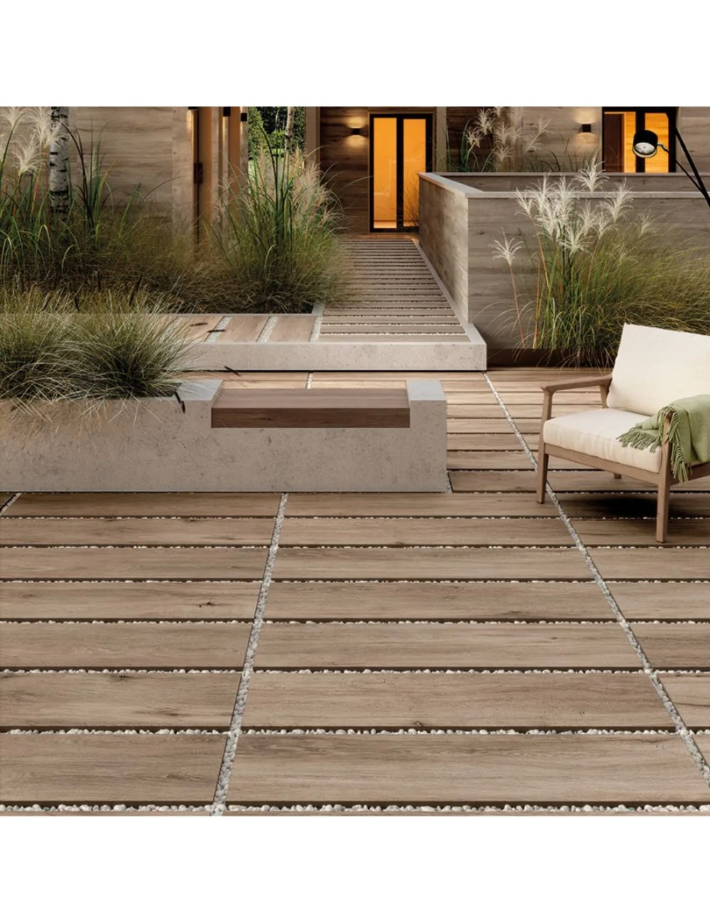outdoor flooring with taupe-coloured outdoor tiles from the Firenze line