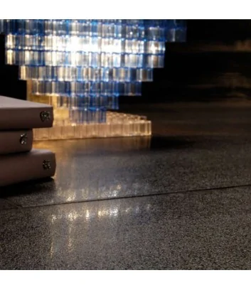 kaleido black natural rectified in living room