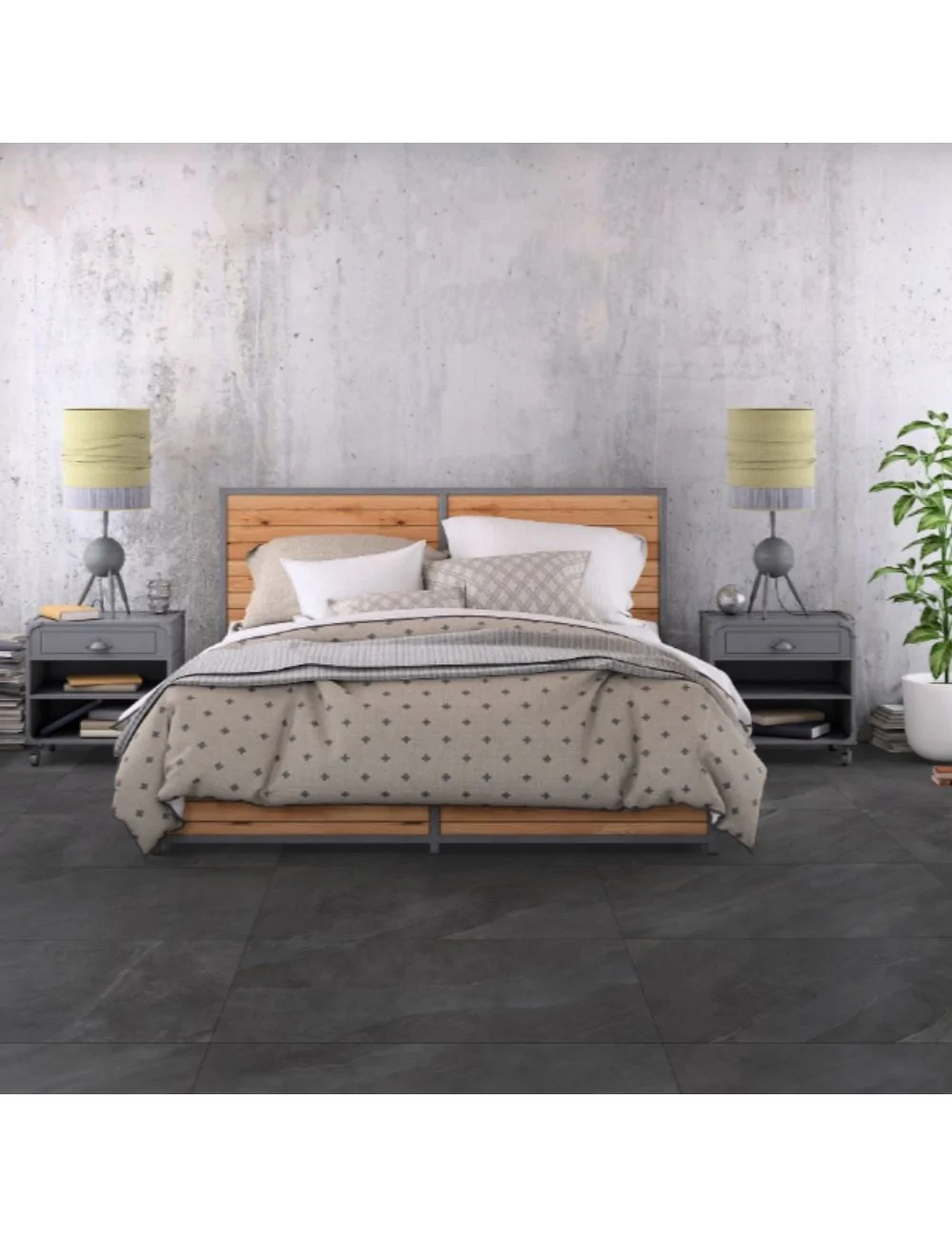 pavimento camera da letto con piastrella ocean black abyss