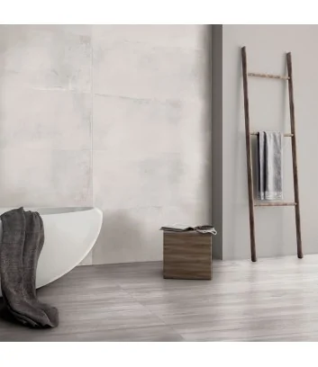 bathroom flooring with wood-effect tiles in North Wind Grey