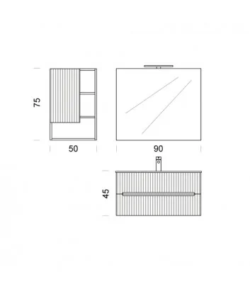 bathroom cabinet technical specifications easy cannettato 01 by Belbagno Italia