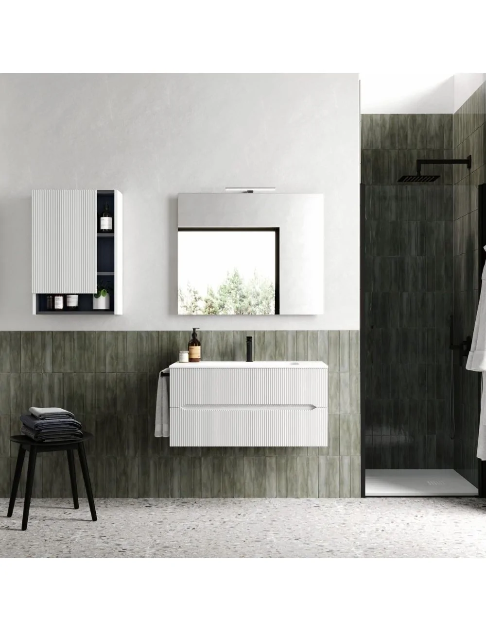 Easy Cannettato 01 wall-mounted bathroom by Belbagno Italia