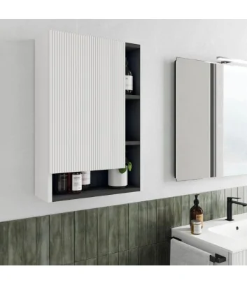 detail of a wall-mounted bathroom cabinet easy cannettato 01 by Belbagno Italia
