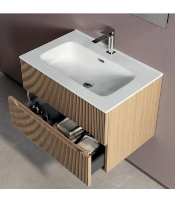détail du meuble-lavabo de meuble de salle de bains suspendu Easy Cannettato 02 di Belbagno Italia