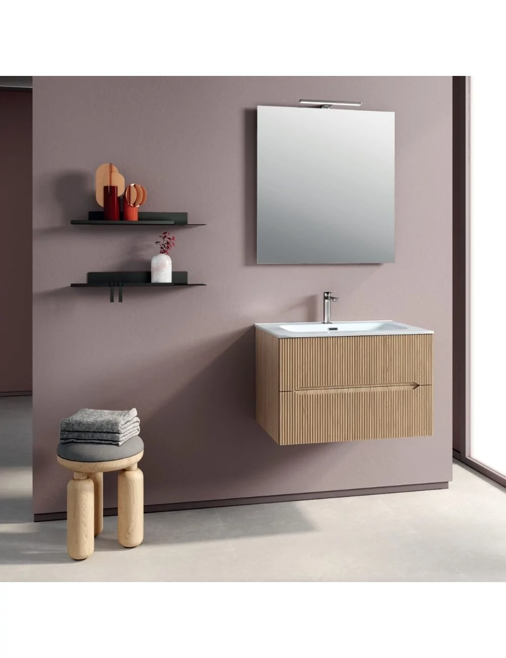 easy cannettato 02 wall-mounted bathroom cabinet by Belbagno Italia