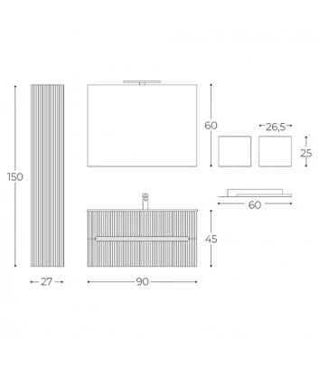 bathroom cabinet technical specifications easy cannettato 03 by Belbagno Italia