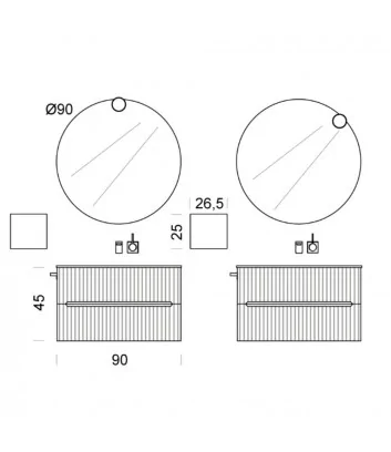 fiche technique du meuble de salle de bains Easy Cannettato 06 de Belbagno Italia
