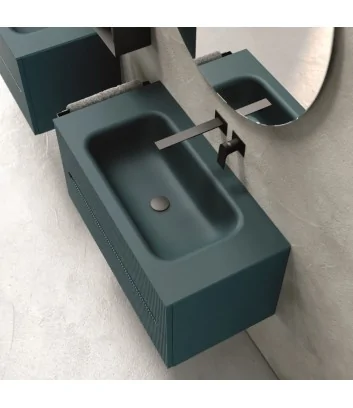 close-up of the satin-finish washbasin on the easy cannettato 06 bathroom cabinet by Belbagno Italia