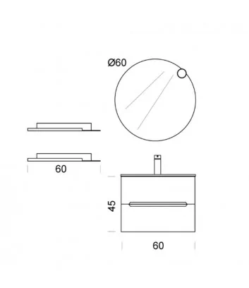 fiche technique du meuble de salle de bains suspendu Easy Afrodite 01 de Belbagno Italia