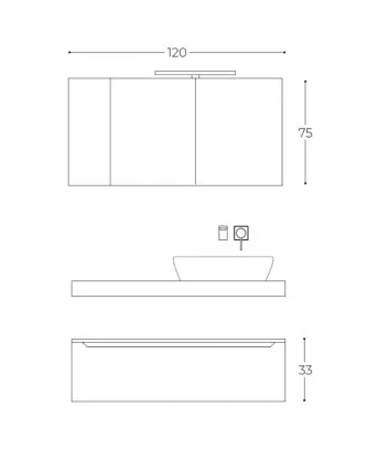 scheda tecnica mobile bagno sospeso Easy afrodite 02 h33