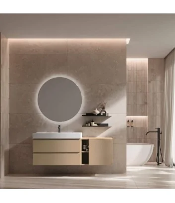 Wall-mounted bathroom cabinet with round mirror Gea 27 by Belbagno Italia