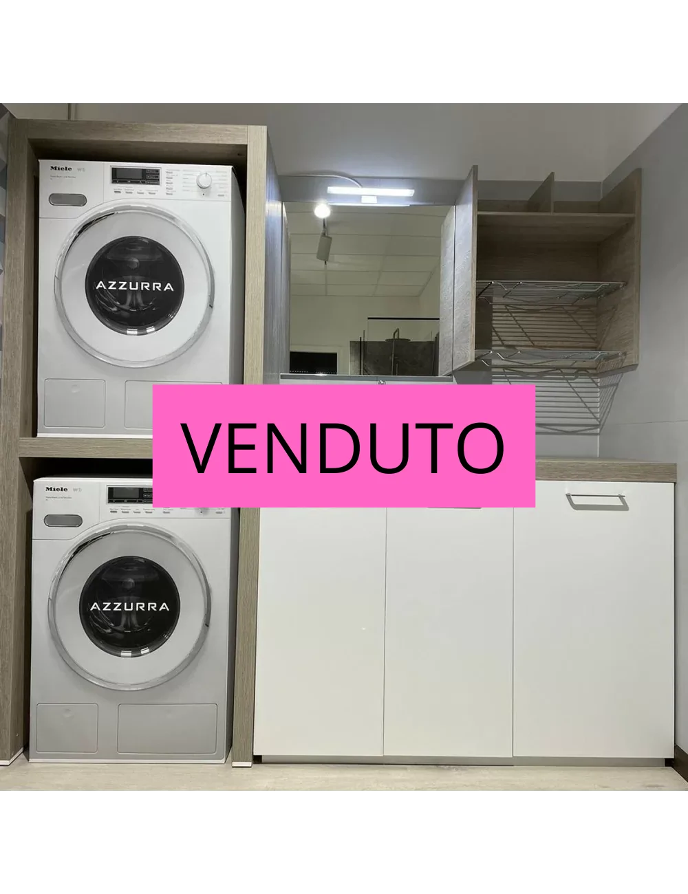 mobile per lavanderia con colonna bucato Azzurra bagni con scritta venduto