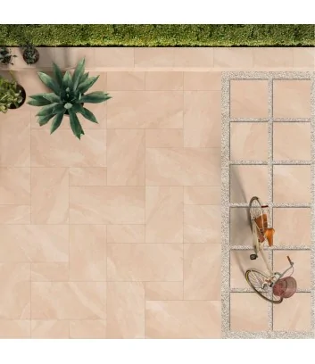 pavimentazione esterna con piastrella 20 mm effetto pietra color beige linea Titano