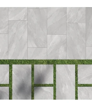 outdoor paving with pearl titano line stone-effect tiles