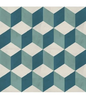 graphic design for the Marca Corona Cubo oceano cielo 20x20 cement tile