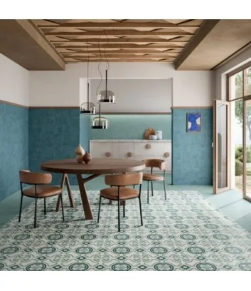pavimento con cementina giglio oceano cielo linea terra art di Marca Corona