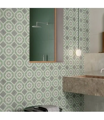 rivestimento con cementina geometria sabbia menta linea terra art di Marca Corona