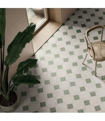 floor with cementina ottogono sabbia menta terra art line tiles
