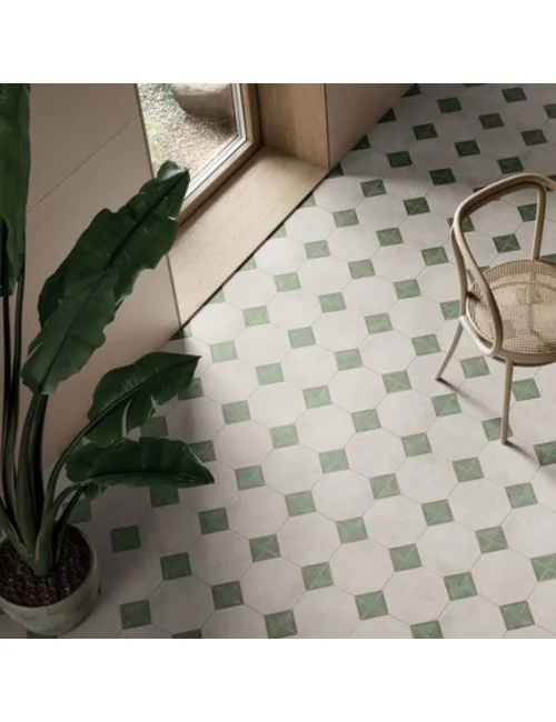 floor with cementina ottogono sabbia menta terra art line tiles